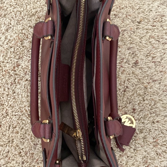 Michael Kors Burgundy Satchel with Gold Hardware, deep burgundy color - Picture 6 of 7